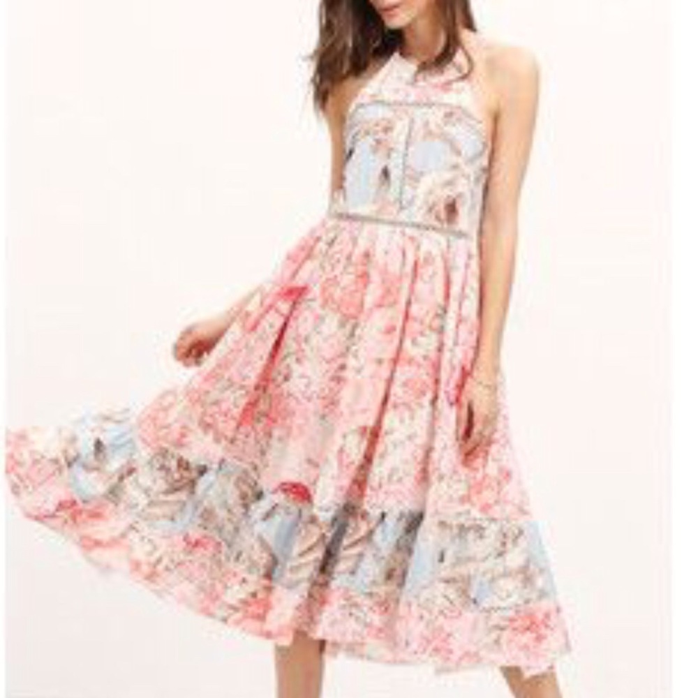 SheInside halter floral midi dress